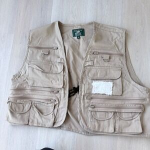 Crystal River Mens Khaki Cotton Fishing Vest Multi Pocket Fly Fishing CR/FV1 XL